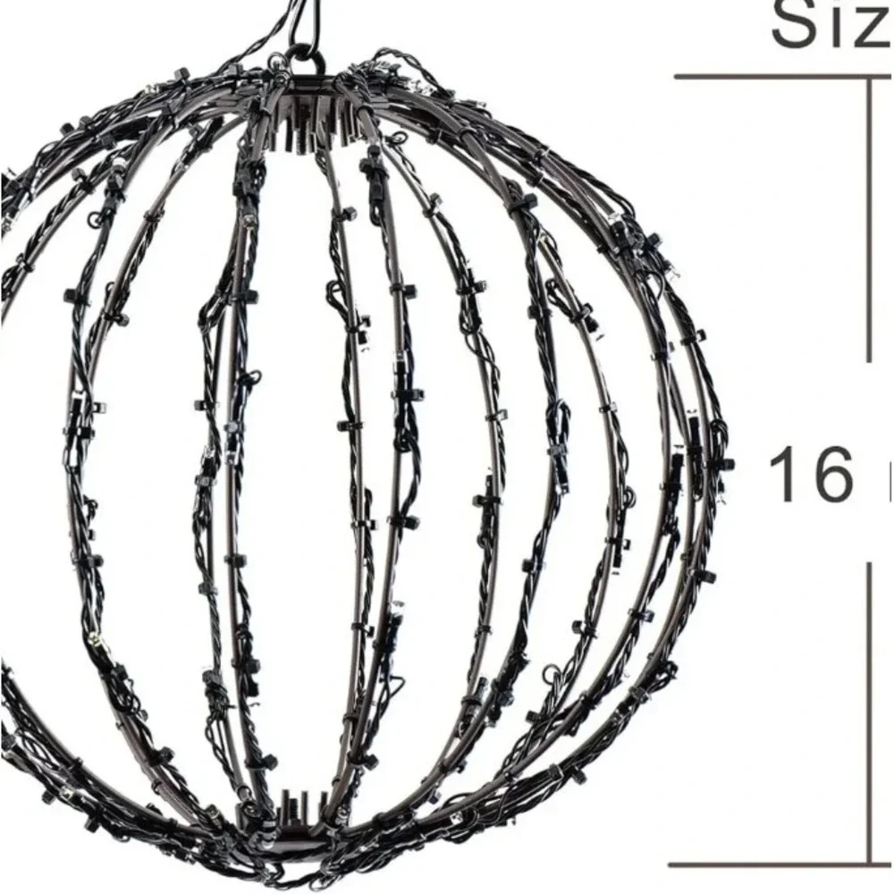 16 Inch LED Light Balls Hanging Tree Globe Light Festive Wedding White Fold Flat